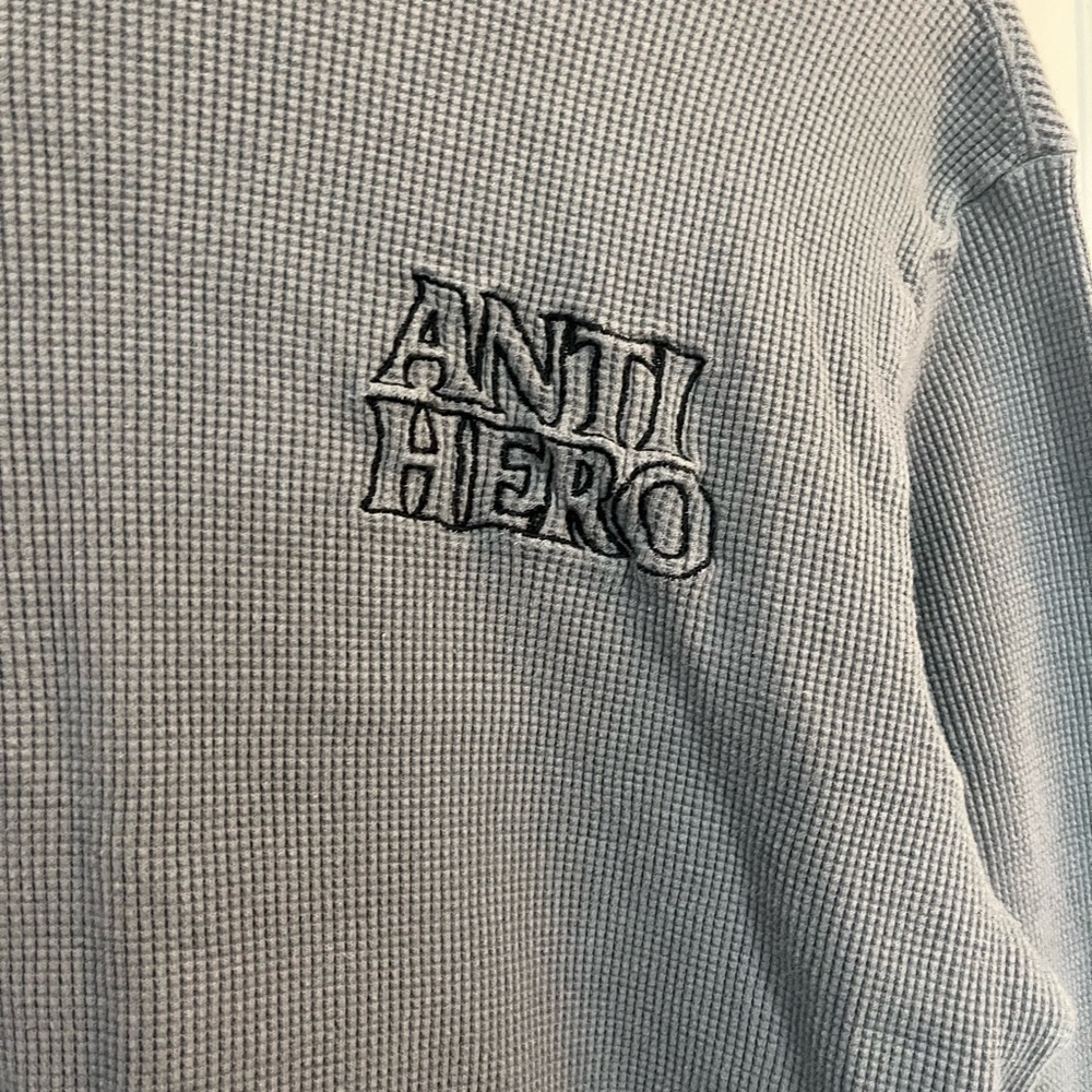 Anti Hero Black Hero Outline Waffle Knit Crewneck Long Sleeve T Shirt Small (nt) - Picture 9 of 9